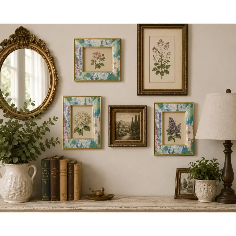 Vintage Floral Gold Picture Frame Cottage Decor
